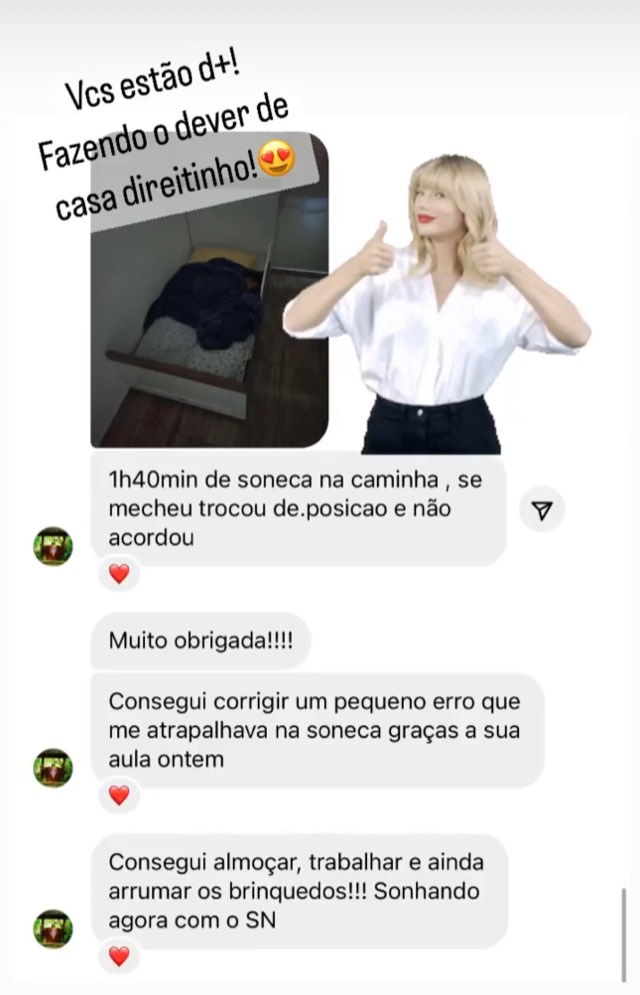 Print de mensagem de uma mãe sobre o resultado do desafio